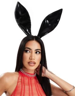 Ann Summers Halloween Vinyl Bunny Ears Headband In Black - BLACK For Women
