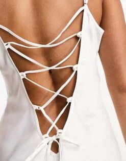 Ann Summers Cherryann Satin Chemise With Lace Trim In Ivory For Women -Ann Sum Wear Shop 204908881 4