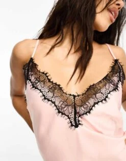 Ann Summers Cerise Satin Cami Short Set With Lace Trim In Blush For Women -Ann Sum Wear Shop 205139812 3