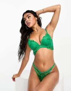 Ann Summers Wilderness Floral Embroidered Cutout Detail Plunge Bra In Green For Women -Ann Sum Wear Shop 205139820 3