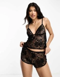 Ann Summers Enlightening Lace Cami Set In Black For Women