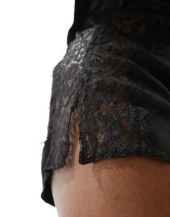 Ann Summers Ce Soir Satin And Lace Cami Short Set With Strappy Back Detail In Black For Women -Ann Sum Wear Shop 206027888 3