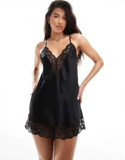 Ann Summers Adoration Chemise With Lace Detail In Black For Women -Ann Sum Wear Shop 206079676 1 black 1