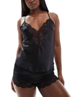 Ann Summers Adoration Cami And Short Pj Set In Black For Women