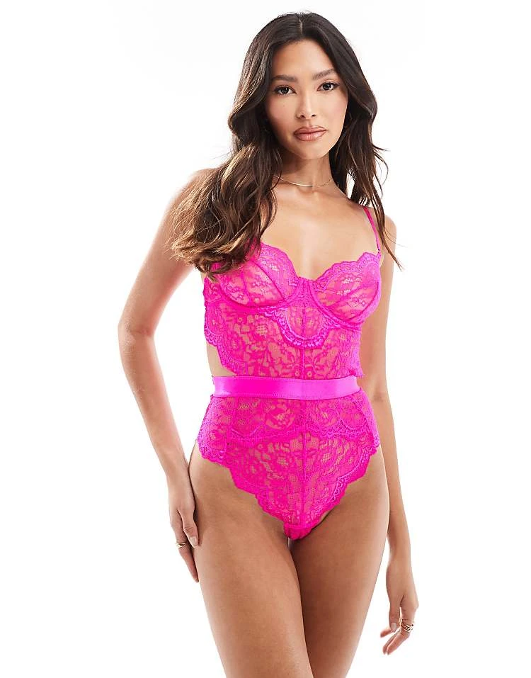 Ann Summers Hold Me Tight Lace Underwired Bodysuit In Pink For Women 4 Ann Summers Hold Me Tight Lace Underwired Bodysuit In Pink For Women - Image 4