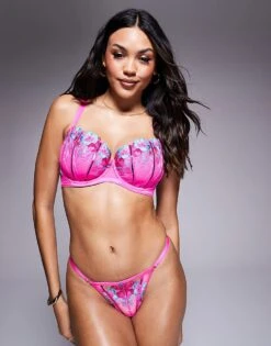 Ann Summers Fuller Bust Shimmering Non Padded Balcony Bra With Floral Embroidery In Pink For Women -Ann Sum Wear Shop 206767427 3
