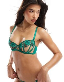Ann Summers Caged Rose Embroidered Non Padded Balcony Bra In Green For Women 8 Ann Summers Caged Rose Embroidered Non Padded Balcony Bra In Green For Women -Ann Sum Wear Shop 206767536 4