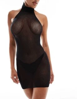 Ann Summers Glisten Sheer Mesh High Neck Racer Cut Dress In Black For Women -Ann Sum Wear Shop 206909513 4