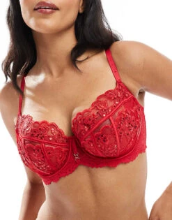 Ann Summers Fuller Bust Icon Non Padded Plunge Bra In Red For Women