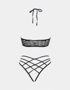Ann Summers Roxie Lace And Strap Detail Crotchless Set In Black For Women -Ann Sum Wear Shop 207241892 3