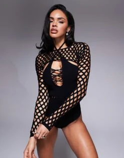 Ann Summers Ashton Fishnet Detail Body In Black For Women -Ann Sum Wear Shop 207241967 3