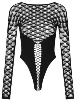 Ann Summers Captive Crotchless Body With Fan Print In Black - BLACK For Women -Ann Sum Wear Shop 207241975 1 black 1