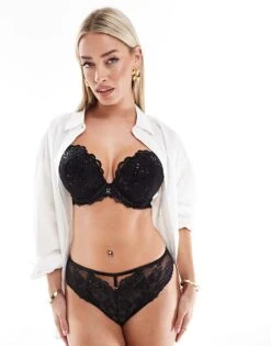 Ann Summers The Icon Fuller Bust Padded Plunge Bra In Black For Women -Ann Sum Wear Shop 207254645 4
