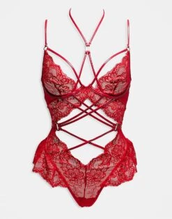 Ann Summers Adore Amour Crotchless Body In Red - RED For Women