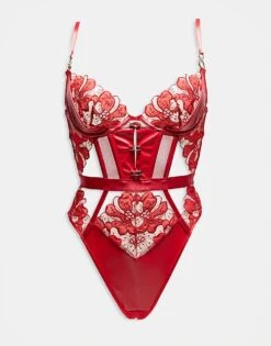 Ann Summers Dark Side Crotchless Body In Red - RED For Women