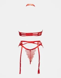 Ann Summers Glimmer 3 Pc Crotchless Set In Red For Women -Ann Sum Wear Shop 207692480 3