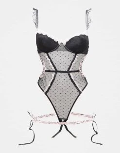Ann Summers Locked On Love Body Crotchless In Black/pink - BLACK For Women