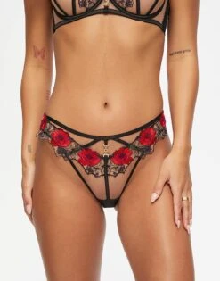 Ann Summers Caged Rosed Brazilian In Black/red For Women -Ann Sum Wear Shop 207778580 4