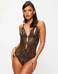 Ann Summers Valentines Diamond Heart Crotchless Body In Black For Women