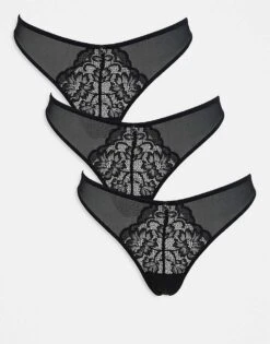 Ann Summers Sexy Lace 3 Pack Thongs In Black For Women -Ann Sum Wear Shop 207954144 1 black 1