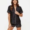 Ann Summers Signature Satin Pj Set In Black For Women