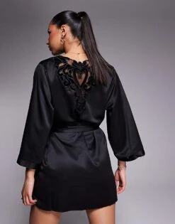 Ann Summers Heartening Robe In Black For Women -Ann Sum Wear Shop 207977076 3