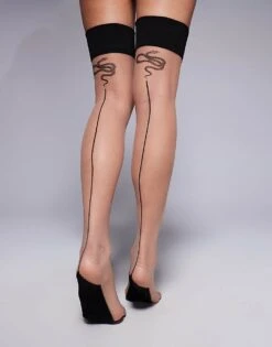 Ann Summers Valentines Plain Top Snake Print Stockings In Black For Women -Ann Sum Wear Shop 207996404 1 black 1