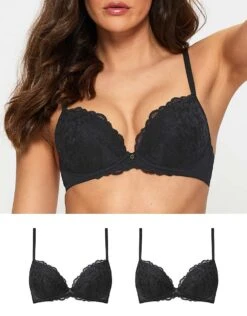 Ann Summers Sexy Lace Padded Plunge 2 Pack In Black For Women