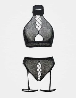 Ann Summers Adella Diamante Set In Black For Women -Ann Sum Wear Shop 208111700 1 black 1